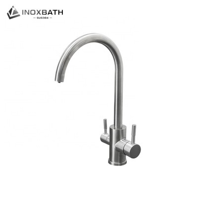 360 degree rotation purification tap stainless steel water filter 3 way double handle kitchen faucet