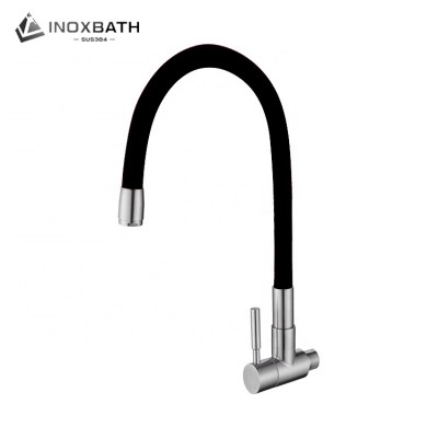 Flexible Silicone Tube neck 360 degree rotating wall mount kitchen faucet sink cold water tap