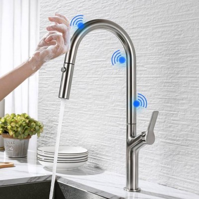 Modern pull down automatic smart kitchen tap faucets sensor touch faucet for kitchen sink